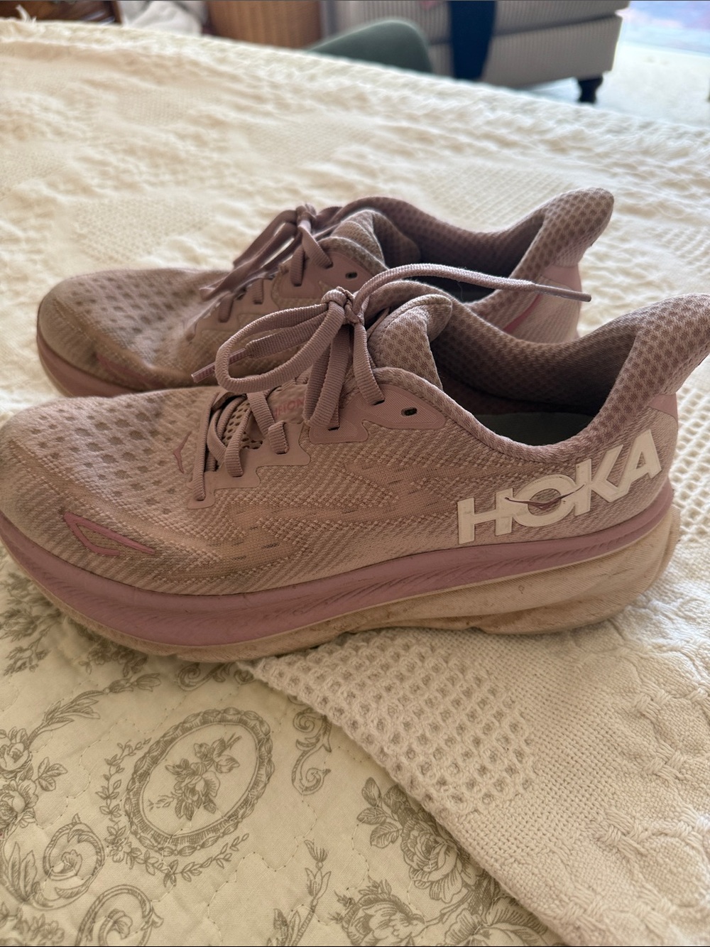 Hoka Women's Pink Lace-Up Running Shoes